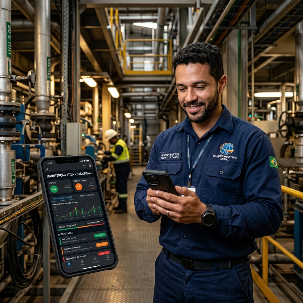 Técnico utilizando o app DMTT em campo